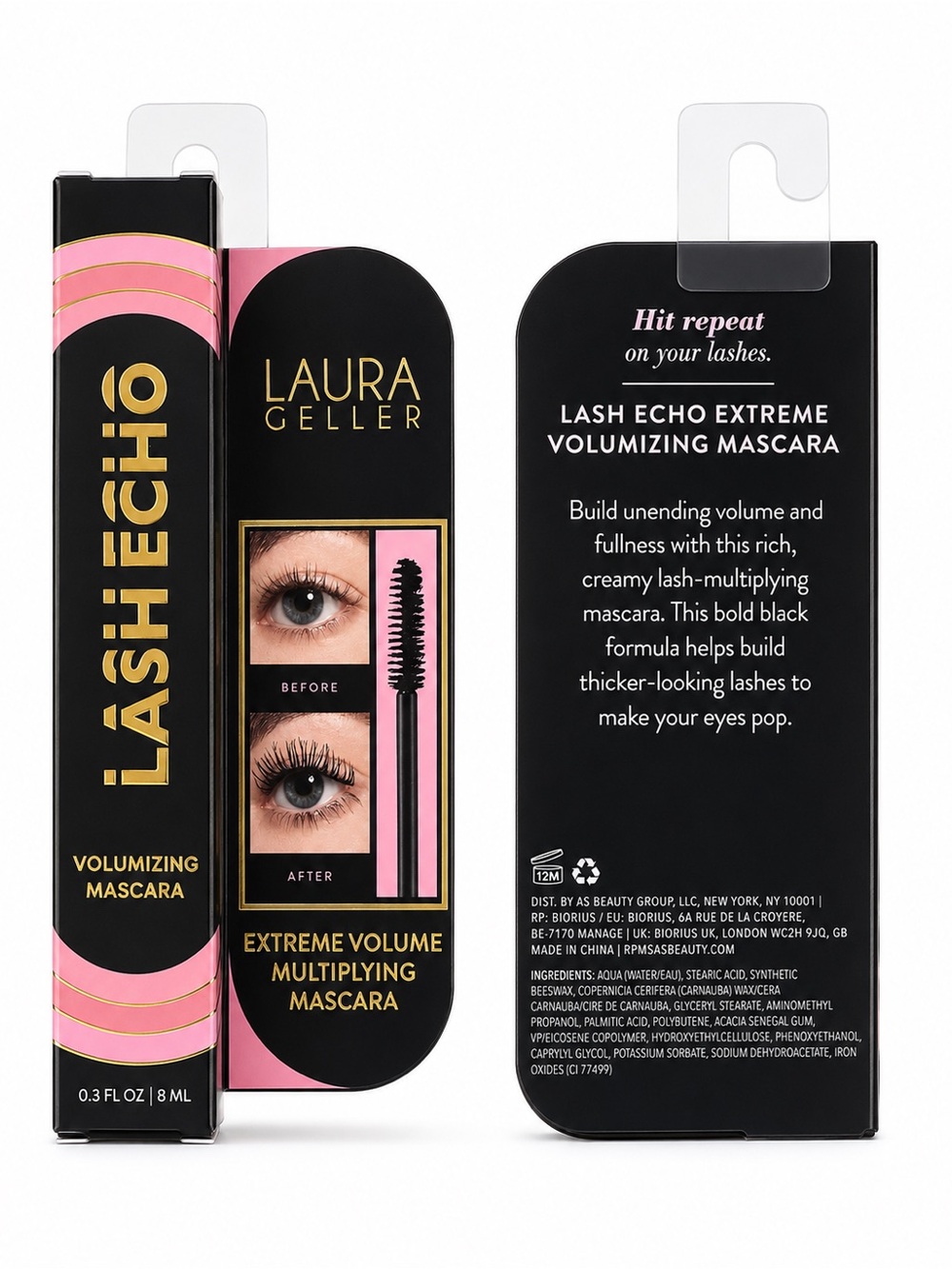 Laura Geller Lash Echo Extreme Volumizing Mascara — Black & Pink Accents
